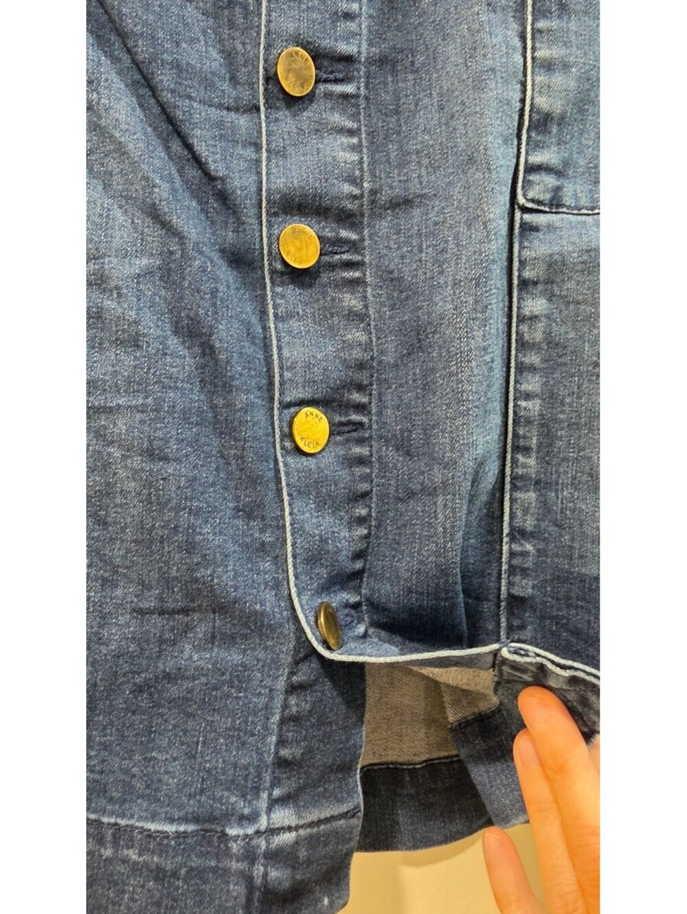 Anne Klein Dark Blue Denim Button-Front Skirt Size 10 - Picture 3 of 7
